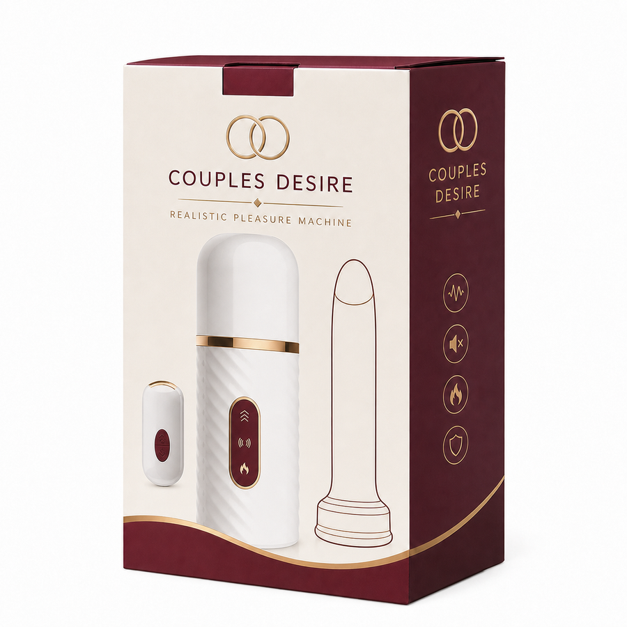Couples Desire Realistic Pleasure Machine with integrated attachment illustration